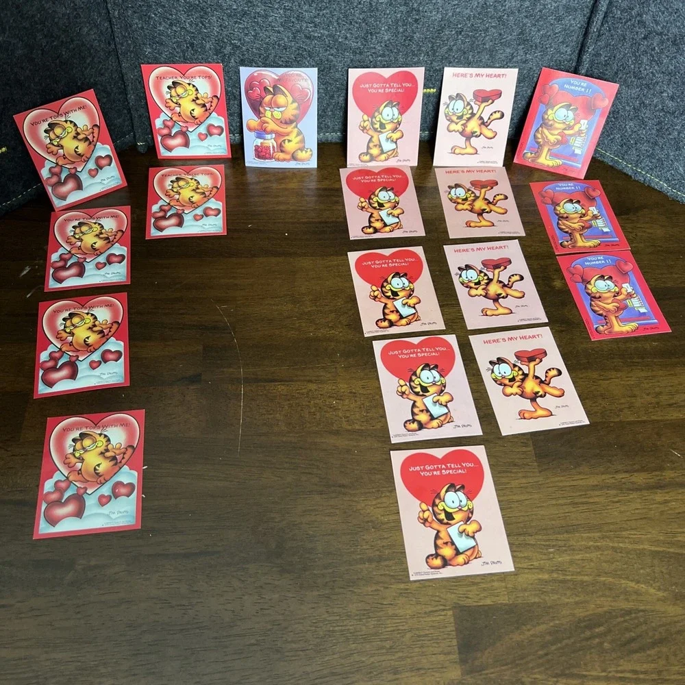 Vintage 1978 Jim Davis Garfield Valentines Trading Cards Set of‎ 19 W/Envelopes